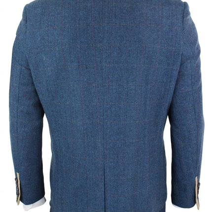 Mens 3 Piece Blue Tweed Vintage Suit