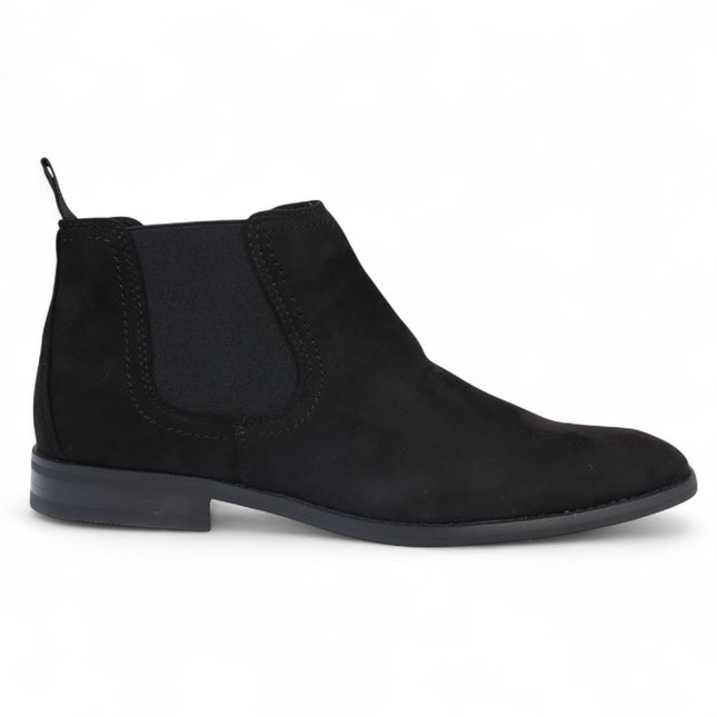 Men's Black Suede Chelsea Boots Real Leather Lined Slip-On