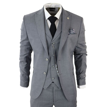 Men's Classic 3-Piece Plain Grey Suit