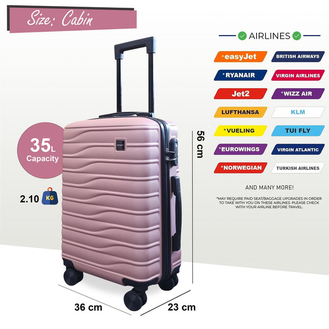 Hard Shell Cabin  56 x 36 x 23 cm Luggage Suitcase Suitable for Easyjet, Ryanair