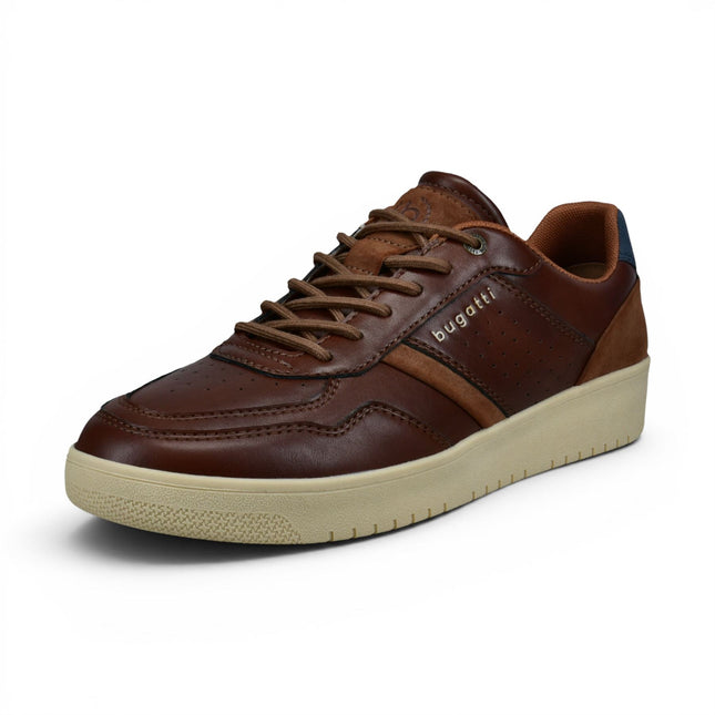 Bugatti Men's Brown Leather Fashion Comfort Trainer Shoes - Llopart