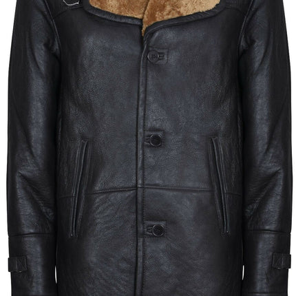 Mens Warm Shearling Sheepskin Crombie Coat-Cologne