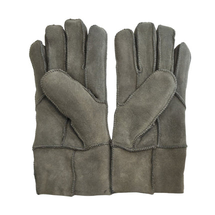Infinity Leather Unisex Grey Sheepskin Suede Gloves with Roll Up/Down Cuff