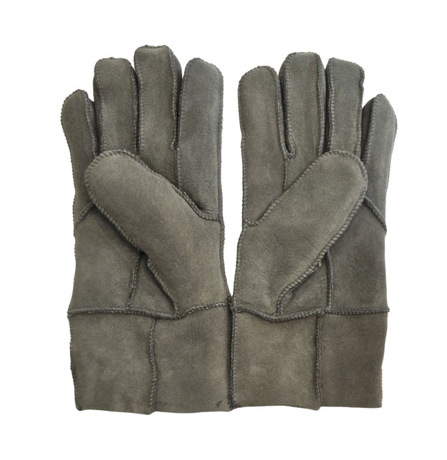 Infinity Leather Unisex Grey Sheepskin Suede Gloves with Roll Up/Down Cuff