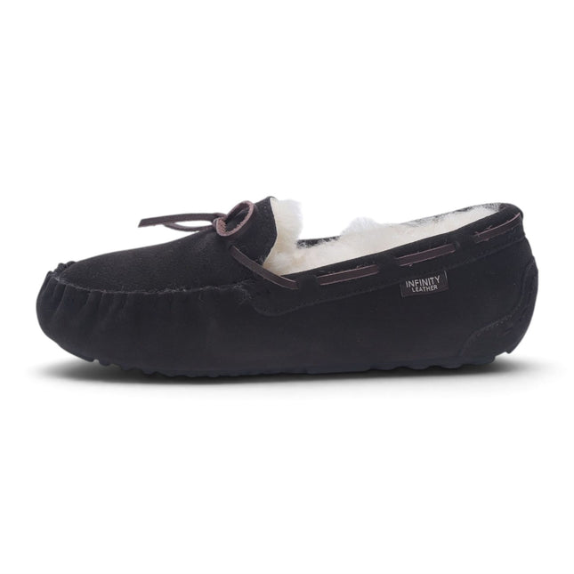 Women's Brown Genuine Sheepskin Moccasin Winter Slippers - Aspen
