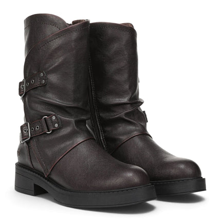 Blowfish Malibu Women's Wine Faux Leather Mid-Calf Biker Boots - Venice-2