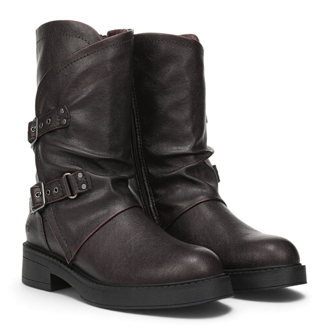 Blowfish Malibu Women's Wine Faux Leather Mid-Calf Biker Boots - Venice-2