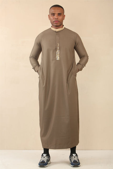 Men's Brown Thobe Arab Saudi Emirati Islamic Clothing Jubba Robe