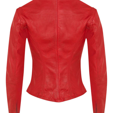 Womens Slim-Fit Leather Biker Jacket-Maldon