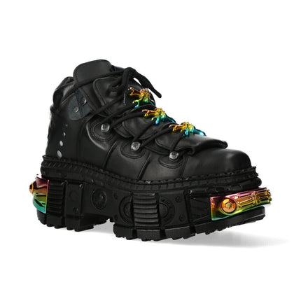 New Rock Platform Leather Ankle Boots-WALL106-S23