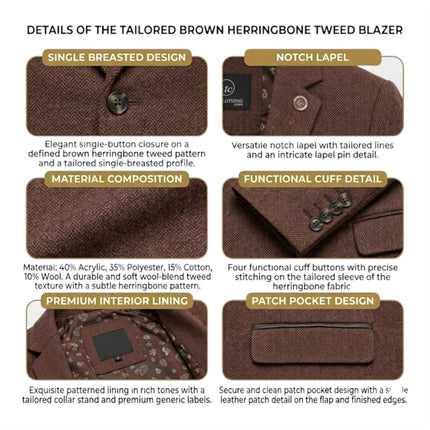 Women's Rust Brown Wool Tweed Herringbone Check Blazer - WS-1