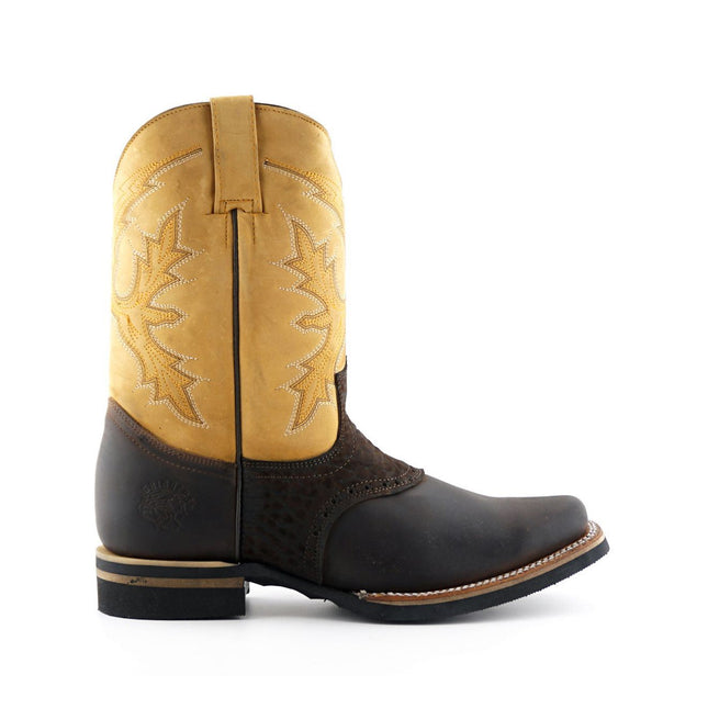 Grinders Tan Leather Cowboy Chelsea Boots - Frontier