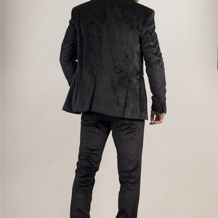 Men's Black 3 Piece Velvet Wedding Tuxedo Formal Suit