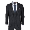 Men's Black Checked 3 Piece Suit Tailored Fit