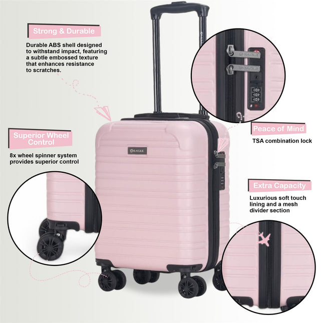 ABS Hardshell Underseat Cabin Suitcase 45 x 30 x 20 cm Luggage Suitable for Wizz Air