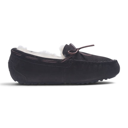 Women's Brown Genuine Sheepskin Moccasin Winter Slippers - Aspen