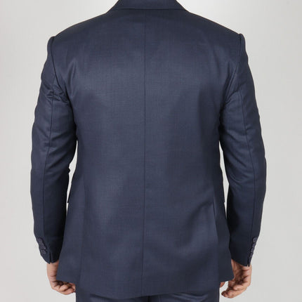 Mens IM1 Double Brusted Plain Navy 3 Piece Suit