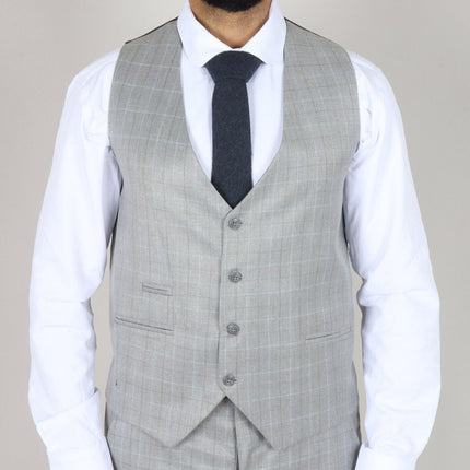 Mens IM2 Classic Plain Light Grey 3 Piece Suit