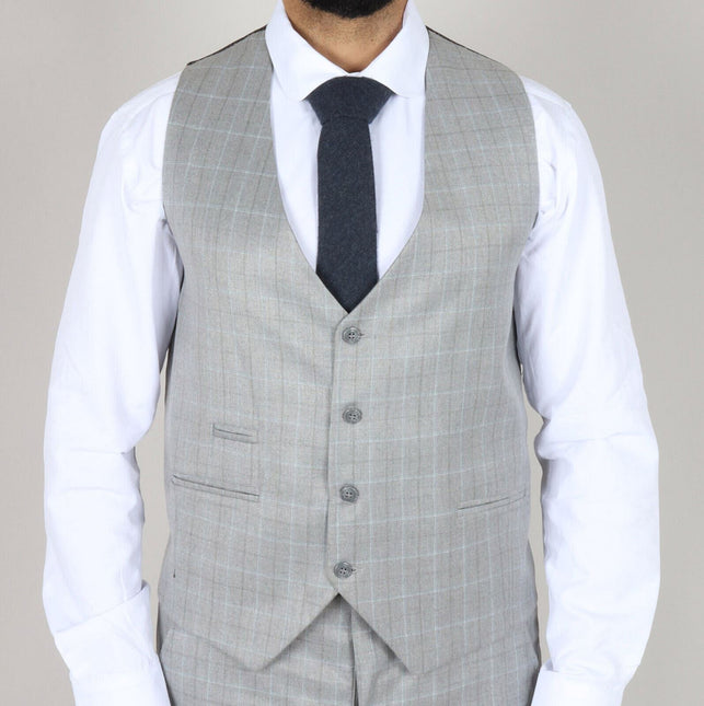 Mens IM2 Classic Plain Light Grey 3 Piece Suit