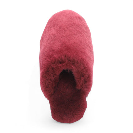 Women's Sheepskin Slippers Burgundy Warm Winter Fur Mule - Aurora
