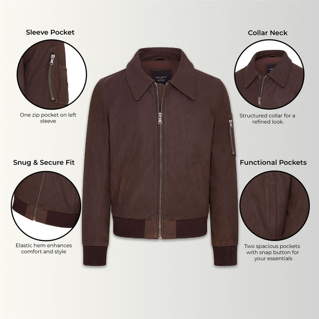 Men's A2 US Airforce Cowhide Aniline Leather Bomber Jacket