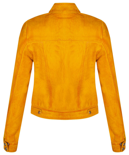 Womens Plain Leather Moto Biker Jacket-Braga