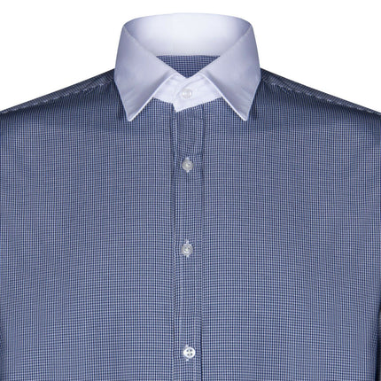 Mens Club Collar Navy Blue Shirt 1920s Peaky Blinders With Bar Poplin Pin Smart
