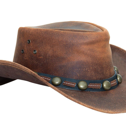 Cowboy Aussie Real Leather Hat Australian Tan Brown Western Outback Bush Hat