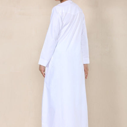 Boy's Kids White Thobe Emirati Jubba Islamic Clothing Kaftan Eid String Tassel