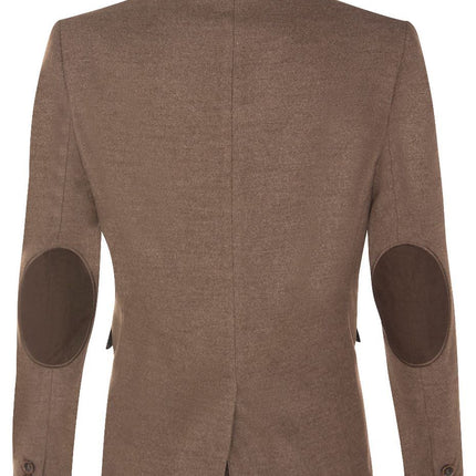 Womens Tweed 1920s Herringbone Light Brown Blazer