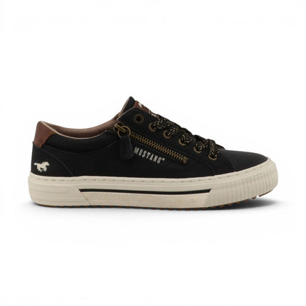 Mustang Women's Black Faux Leather Trainer Sneaker Casual Shoes - M0112011