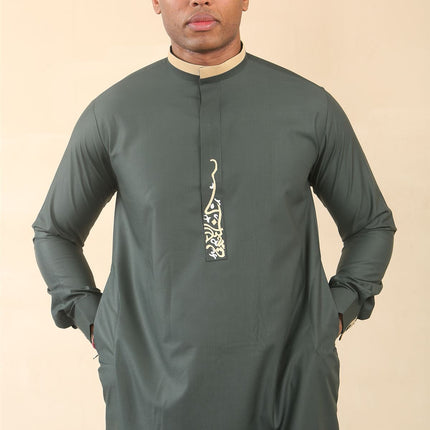 Men's Green Thobe Arab Saudi Emirati Islamic Clothing Jubba Robe