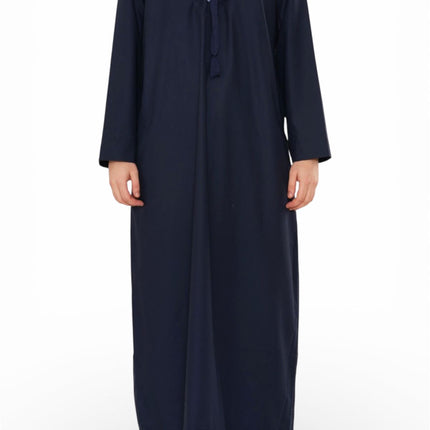 Men's Eid Navy Blue Moroccan Jubba Robe Djellaba Ramadan Eid Thobe - HM11