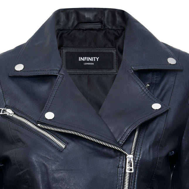 Womens Leather Biker Jacket-Zanzibar