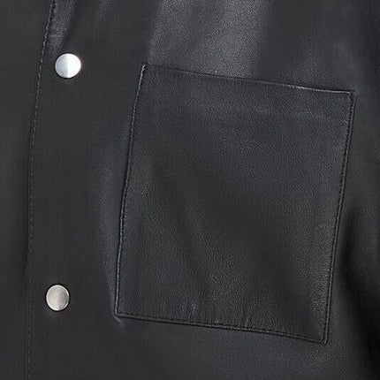Mens Black Leather Trucker Western Unlined Shirt Jacket - Abilene