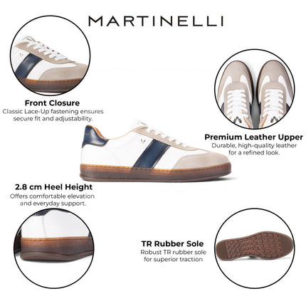 Martinelli Men's Blue Leather Sneakers Trainer Shoes - Seaford