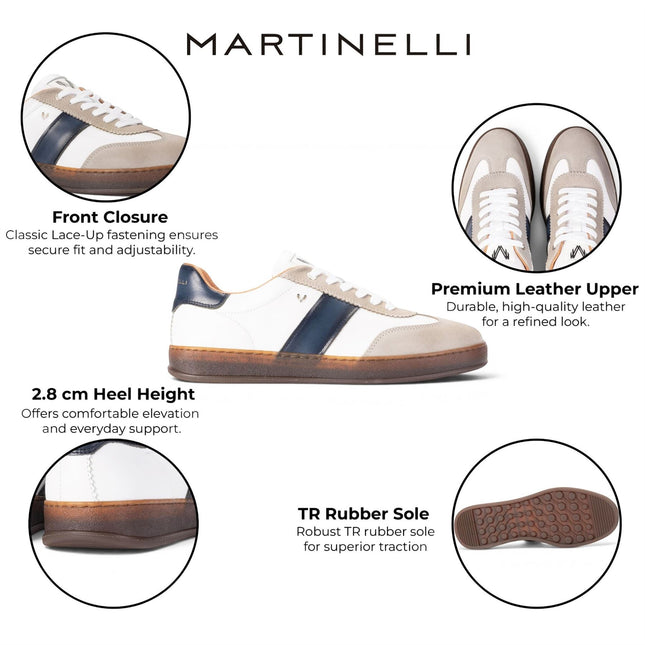 Martinelli Men's Blue Leather Sneakers Trainer Shoes - Seaford
