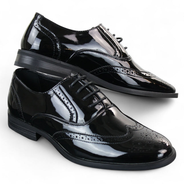Men's Patent Lace-Up Black Brogues Smart Dress Shoes
