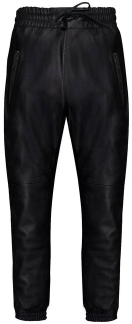Mens  Leather Jogging Bottoms-Boston