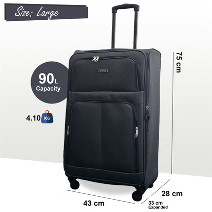 Expandable Soft Shell 4 Wheel Luggage Travel Cabin Suitcase Set Holiday Bags
