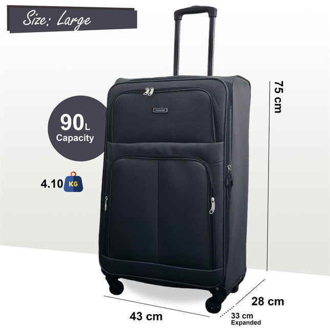 Expandable Soft Shell 4 Wheel Luggage Travel Cabin Suitcase Set Holiday Bags