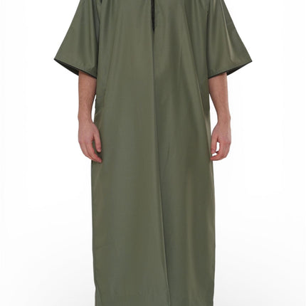 Men's Ramadan Olive Green Moroccan Gandoura Thobe Robe Djellaba Eid Jubba- TT-006