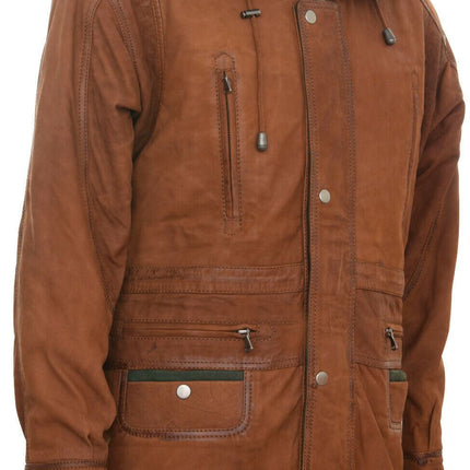 Mens Nubuck Leather Parka Coat-Winnipeg