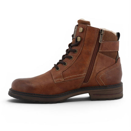 Mustang Men's Brown Faux Leather Winter Lace-Up Ankle Boots - M0021001