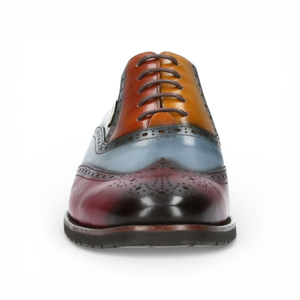 Lorenzo Conti Men's Black Burgundy Leather Brogue Oxford DressShoes - Antonin 01