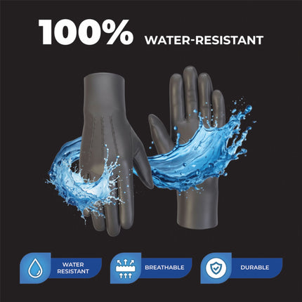 Womens Brown Italian Leather Winter Stitch Line Design Soft Wool Lining Gloves - L-GLV-301