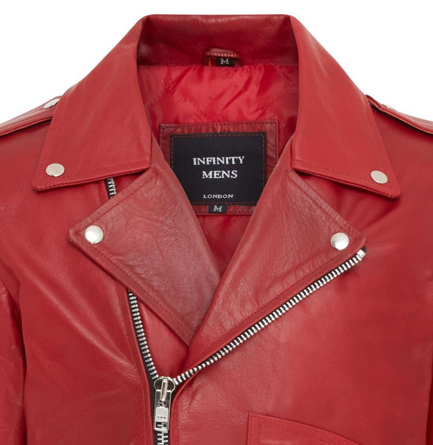 Mens Retro Brando Quilted Leather Biker Jacket Vintage Motorcycle Style