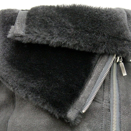 Womens Merino Sheepskin Aviator Leather Jacket-Asmara