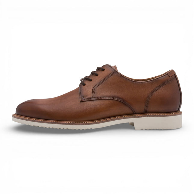 Tamaris Men's Cognac Brown Leather Plain Toe Smart Derby Shoes