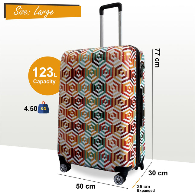 Strong Expandable Hard Shell Dual 4 Wheel Suitcase Set Print Luggage Cabin Travel Bag